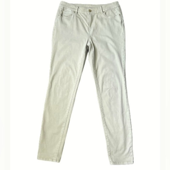 Chico's Platinum Jegging Jeans khaki Tan Skinny Casual Fit Stretch Size Medium - Picture 2 of 9